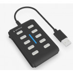 GEMBIRD 10portový USB 2.0 rozbočovač, černý