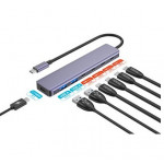 PLATINET HUB 7IN1 10GBS USB-C TO 4X USB-C 3.2 GEN2 + 2X USB-A 3.2 GEN1 + 1X USB-C PD 100W ALU