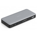 Digitus USB-C dokovací stanice, 11 portů: 2× HDMI, 1× DisplayPort, 2× USB-A, 1× USB-C, 1× RJ45, 1× DC, 1× audio