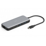 Digitus USB-C dokovací stanice, 8 portů: 2× HDMI, 3× USB 3.0, 1× RJ45, 1× SD, 1× MicroSD, 1× USB-C PD