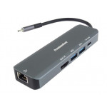 PremiumCord USB-C na HDMI + 2x USB3.2 + PD 100W+ RJ45 10/100/1000Mbps adaptér
