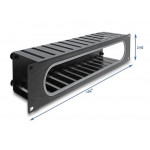 Delock 19” Routing panel k vedení kabelů, s otvorem a ochranou okraje, 2U, černý