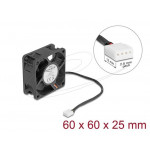 Delock Axiální ventilátor: 24 V DC, 60 x 60 x 25 mm, černý