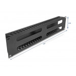 Delock 19” Management panel pro správu kabelů, se 4 otvory, 2U, kov, černý