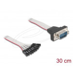 Delock Plochý stuhový kabel RS-232 z 9 pinového zásuvkového konektoru na 9 pinovou zástrčku D-Sub s maticemi, 30 cm