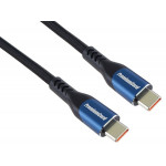 PremiumCord USB-C kabel ( USB 3.2 GEN 2x2, 5A, 100W, 20Gbit/s ) 1m, bavlněný oplet, černý