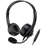 Genius HS-235U AI Headset, drátový, náhlavní, mikrofon, Copilot, ovládání hlasitosti, kabel 2,4m, USB, černý