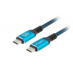 Lanberg KABEL USB-C M/M 4.0 1,5 M 240W 8K 60HZ ČERNO-MODRÝ