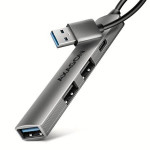 AXAGON HUE-STA, 4x USB ALU STRIP hub, 1x USB-A 5Gbps, 2x USB-A & 1x USB-C 480Mbps, kabel USB-A 12cm