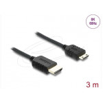 Delock Koaxiální kabel High Speed HDMI HDMI samec na Mini HDMI samec 8K 60 Hz s pleteným opláštěním 3 m
