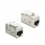 Delock Keystone modul spojka, ze zásuvky RJ45 na zásuvku RJ45 Cat.6A, kovová, stříbrná / bílá