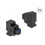 Delock Modul Keystone s nabíjecími porty USB Typ-A a USB Type-C™, PD 20 W, černá