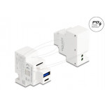 Delock Modul Keystone s nabíjecími porty USB Typ-A a USB Type-C™, PD 20 W, bílý