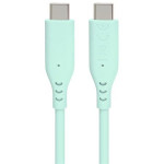 PremiumCord Silikonový kabel s konektory USB-C 60W 480Mbps tyrkysový extra měkký 1,5m