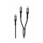 SWISSTEN NABÍJECÍ KABEL 2v1 100W USB-C / 2x USB-C 1,5 M ČERNÝ