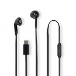 Nedis HPWD4024BK - Kabelová Sluchátka | Do uší  | USB-C | Délka kabelu: 1.2 m | mikrofon |  Ovládání Hlasitosti | Černá