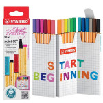 Liner STABILO point 88, Zick-Zack, sada 18 barev