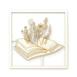 Dekorační dřevěné výřezy - kniha s květinami