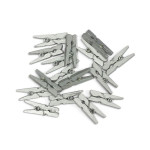 Dekorační kolíčky dřevěné - 25 mm, stříbrné, 25 ks