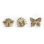 Dekorační dřevěné výřezy - hmyz, 9 ks