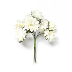 Papírové květiny na drátku - dahlia, bílá, 8 ks