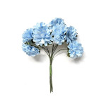 Papírové květiny na drátku - dahlia,sv.modrá, 8ks