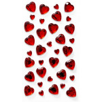 Samolepicí dekor. srdíčka- červené, 35 ks