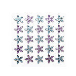 Samolepicí dekor. květy s kamínky, fialové, 25 ks