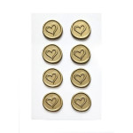 Vosková samolepicí pečeť - srdce, zlaté, 8 ks