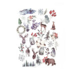 Dekorativní samolepky papírové - zimní les, 40 ks