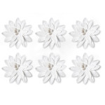 Samolepicí papírové květiny - Dalia, bílé, 6 ks
