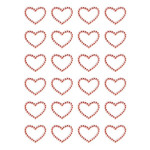 Samolepicí dekor.srdíčka - kamínky, červené 24 ks