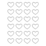 Samolepicí dekor.srdíčka - kamínky, stříbrné,24 ks