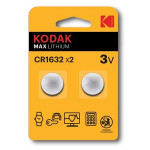 Kodak MAX Jednorázová lithiová baterie CR1632, 2-pack