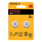 Kodak MAX Jednorázová lithiová baterie CR2016, 2-pack