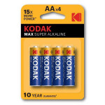 Kodak MAX SUPER Jednorázová alkalická baterie AA, 4-pack
