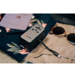 Verbatim, Cestovní adaptér univerzální CNT-02 GaN III 3x USB-C PD QC 4+, 1x USB-C kabel, 1x USB-A QC, černý, 85W