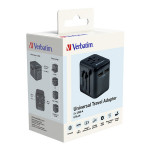 Verbatim, Cestovní adaptér univerzální World-to-World UTA-01 USB-A, černý, 12 W