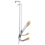 Věšák na dveře, kovový, 2 dřevěné háčky, ALBA, stříbrný