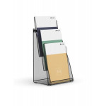 Držák na katalogy, černá, stolní, A4, na výšku, 3 oddíly, drátěný, ALBA MESHPREZA4 N