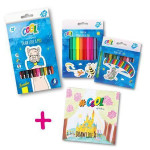 Školní balíček COOL BY VICTORIA 1: Pastelky, voskovky, fixy + DÁREK: Omalovánka, COOL BY VICTORIA