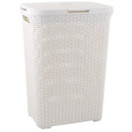 Koš na prádlo, krémová, 60 l, s víkem, 189207