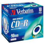 Verbatim CD-R, 43428, High Capacity, 10-pack, 800MB, 40x, 90min., 12cm, bez možnosti potisku, jewel box, pro archivaci dat