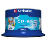 Verbatim CD-R, 43438, AZO Wide Inkjet Printable - No ID Branded, 50-pack, 700MB, 52x, 80min., 12cm, spindle, pro archivaci dat