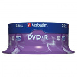Verbatim DVD+R, Matt Silver, 43500, 4.7GB, 16x, spindle, 25-pack, bez možnosti potisku, 12cm, pro archivaci dat
