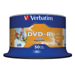Verbatim DVD-R, Wide Inkjet Printable No ID Brand, 43533, 4.7GB, 16x, spindle, 50-pack, 12cm, pro archivaci dat