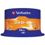 Verbatim DVD-R, Matt Silver, 43548, 4.7GB, 16x, spindle, 50-pack, bez možnosti potisku, 12cm, pro archivaci dat