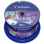 Verbatim DVD+R DL, Double Layer Wide Inkjet Printable, 43703, 8.5GB, 8X, spindle, 50-pack, 12cm, pro archivaci dat
