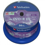 Verbatim DVD+R DL, Double Layer Matt Silver, 43758, 8.5GB, 8x, spindle, 50-pack, 12cm, pro archivaci dat