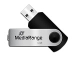 MediaRange USB flash disk, USB USB 2.0, 64GB, černý, MR912, USB A, swivel